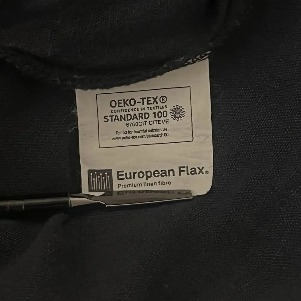 CB2 Linen Duvet Cover King Size 100% Linen European Flax Solid Black MSRP $319